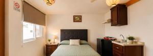 a bedroom with a bed and a sink at Loft Maria in Tlazcalancingo