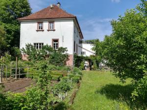 an old house with a garden in front of it at Ludwig im Künstlerhaus in Langmühle