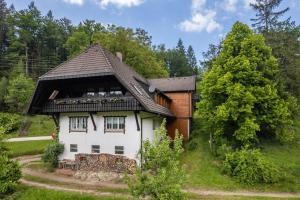 a white house with a black roof at Igelbau in Wolfach