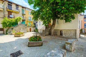 a courtyard with a tree and a building at Le Jardin des Oiseaux in Clans +25 photos