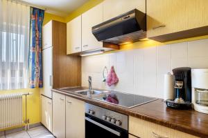 a kitchen with a sink and a stove at Haus Gramespacher in Bad Bellingen