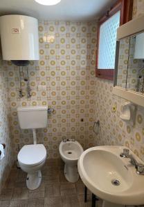 a bathroom with a toilet and a sink at La Casa di Sissy in Trasquera