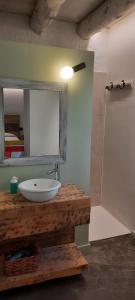 a bathroom with a sink and a mirror at El Racó d'Espunyes in Oden +24 photos