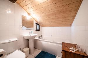 a bathroom with a sink and a toilet and a tub at Chalet Elisthur in Saint-Jean-d'Aulps +44 photos
