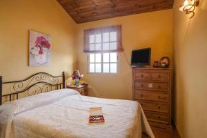 a bedroom with a bed and a dresser with a television at Tmg Casa La Chocita in Los Realejos