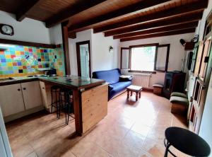 a kitchen and living room with a table and chairs at Apartamento Rural Rubó in Alles +31 photos