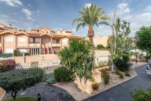 an aerial view of a house with palm trees and plants at Casa Pedro Piscina in Puerto Marino