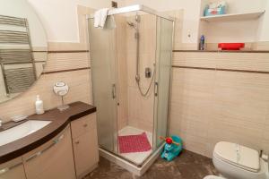 a bathroom with a shower with a toilet and a sink at Barsotti House - Lucca in Lucca