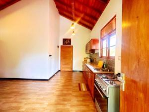 a kitchen with a stove and a counter top at Anu villa Bentota in Bentota
