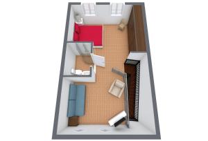 an open door to a room with a small floor plan at Sa Caseta in Felanitx +24 photos