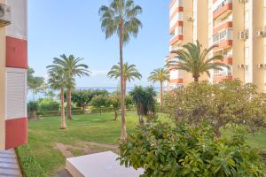 a view of a park with palm trees and a building at Estudio Lighthouse F77 A109 in Torrox Costa