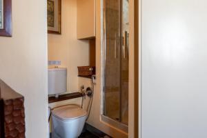 a bathroom with a toilet and a shower at La casa della Guglia in Monte San Savino