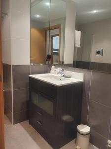 a bathroom with a sink and a toilet and a mirror at Altissim Font de Ferro in Ransol +9 photos