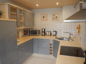 a kitchen with a sink and a microwave at Viktoria in Koblenz