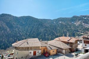 a group of buildings with mountains in the background at Casa Colìn in Bresimo