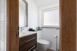 a bathroom with a toilet and a sink and a window at Caroline Magg in Lindau +13 photos