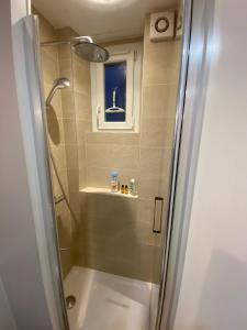 a bathroom with a shower and a sink at Château de Versailles 800m à pied in Versailles +12 photos