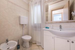 a bathroom with a toilet and a sink and a mirror at Residence Tatiana A2 in Tremosine Sul Garda +24 photos