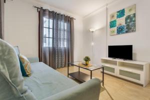a living room with a couch and a tv at Apartamento Rolycar 101 in Icod de los Vinos