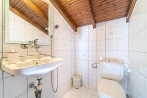 a bathroom with a toilet and a sink at Villa Logas in Peroulades +23 photos