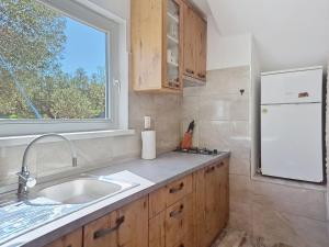 a kitchen with a sink and a white refrigerator at Holiday Home Marica by Interhome in Tkon
