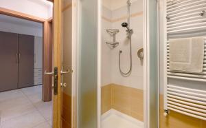 a bathroom with a shower and a glass door at Night and day 3 in Predazzo +23 photos