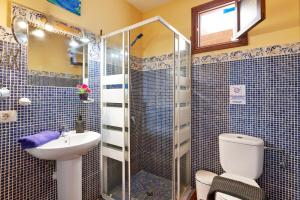 a bathroom with a shower and a toilet and a sink at La Caletilla La Graciosa in Caleta de Sebo +14 photos
