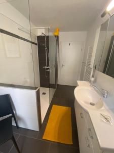a bathroom with a shower and a sink at Villa Bulla-ÿ in Bullay +25 photos