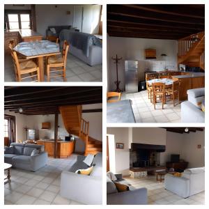 four different views of a living room and a kitchen at Gîte Le Guerichet in Betton