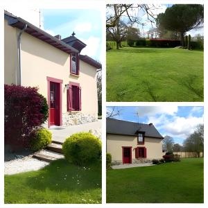 three different views of a house and a yard at Gîte Le Guerichet in Betton