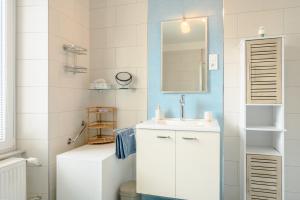 a bathroom with a sink and a mirror at Appartement Le 47 in Thann +19 photos