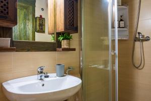 a bathroom with a sink and a shower at La Casa del Carpintero in Zarapicos +17 photos