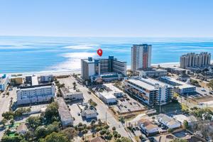 an aerial view of a city and the ocean at Landmark Resort Ocean View Beach Pools Villa in Myrtle Beach