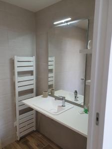 a bathroom with a sink and a mirror at Chambres D'hôtes - Noirmoutier in LʼÉpine +12 photos
