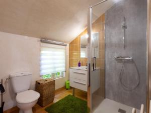 a bathroom with a shower and a toilet and a sink at Gites Air Marin in Lannion +56 photos