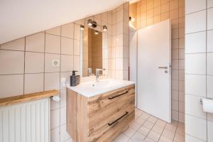 a bathroom with a sink and a shower at Casa Lenny and Friends in Anzing +12 photos