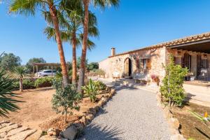 a house with palm trees and a walkway at Ses Oliveres in Campos
