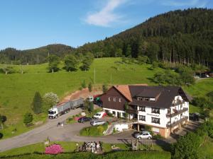 an aerial view of a house in a field at Christianshof in Oppenau