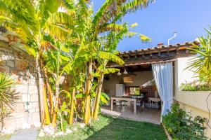 a garden with palm trees and a house at Villa Relax en Benidorm in Salto de Agua