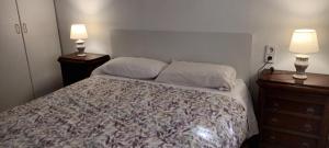 a bedroom with a bed with two lamps on it at Marina in Lleida +33 photos