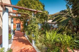 a walkway outside of a house with plants at Katia's Home in Rhodes Town