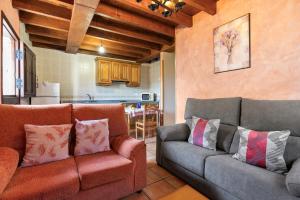 a living room with two couches and a kitchen at Orandi in Cangas de Onís