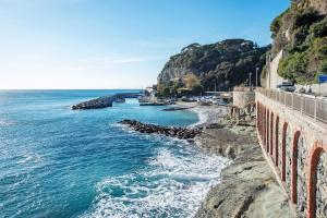 a view of the ocean from a cliff at Il Porto in Celle Ligure