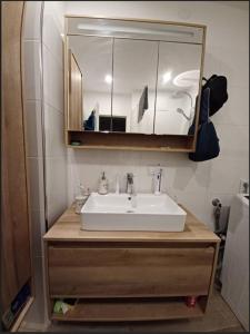 a bathroom with a sink and a mirror at Somski Saalbach in Saalbach-Hinterglemm +25 photos