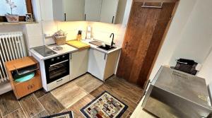 a small kitchen with a sink and a stove at Ferienwohnung Wyss - Wolfach in Untertal