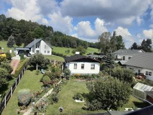an aerial view of a house with a garden at Ferienhaus Werner in Neustadt