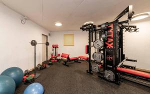 a gym with a bunch of equipment in a room at Apartment Cinch Residence Bun Ste in San Vigilio Di Marebbe