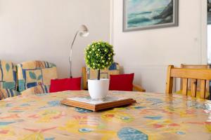a table with a potted plant on top of it at Maison Pêcheur, jardin et plage -1 in Pornic +12 photos