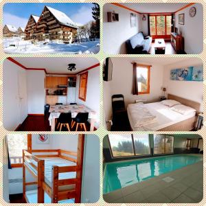 a collage of four pictures of a house at Appartement Le Maevan in Vassivière