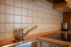 a kitchen sink with a faucet on top of it at Apartment 3 - Zur Sonne in Laion +12 photos